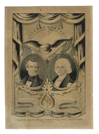 (PRESIDENTS--1844 CAMPAIGN.) Pair of Currier prints depicting the Polk/Dallas and Clay/Frelinghuysen tickets.